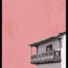 Lámina Balcón Rosa marco negro