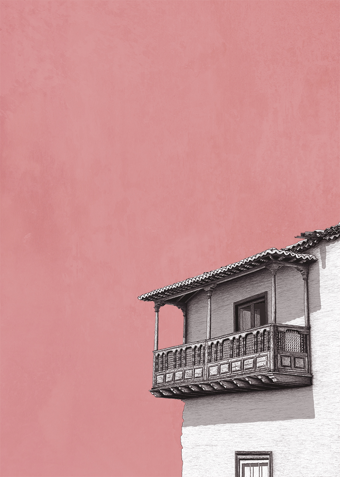 Lámina Balcón Rosa sin marco