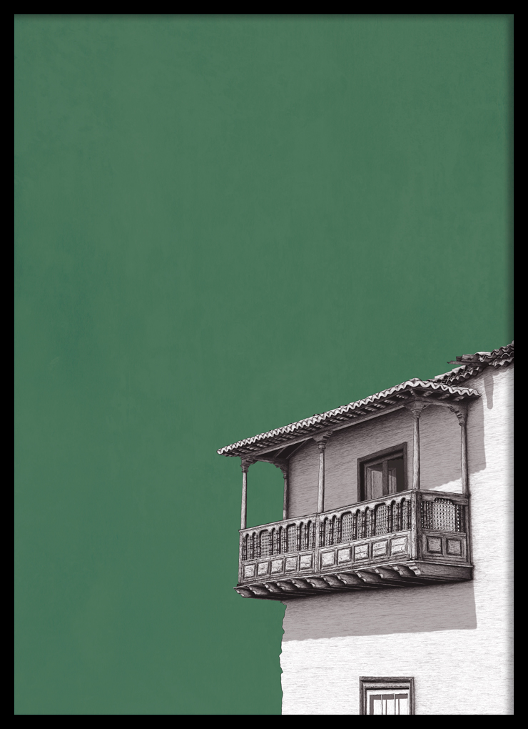 Lámina Balcón Verde marco negro